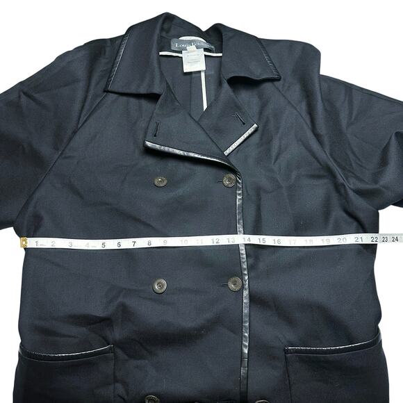 Louis Ferard | Women | Black Virgin Wool Leather Mid Belted Trench Coat | US 16 - Picture 8 of 16